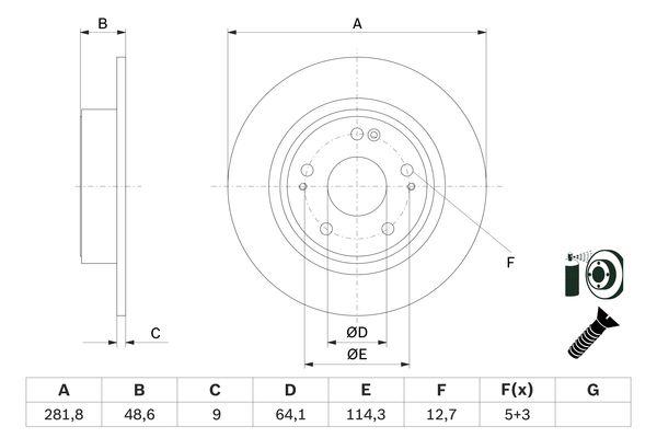 Disque de frein BOSCH 0986479F76 - boîte de 2 disques - arrière - type plein_0