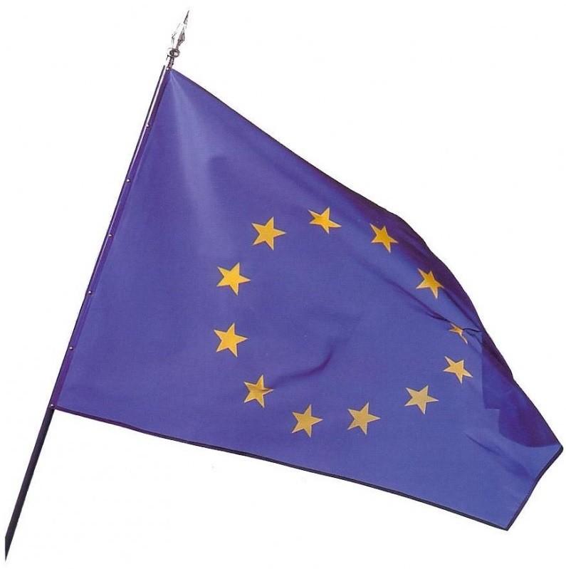 Drapeau européen sur hampe en bois - maille polyester résistante aux intempéries et UV - plusieurs dimensions disponibles_0