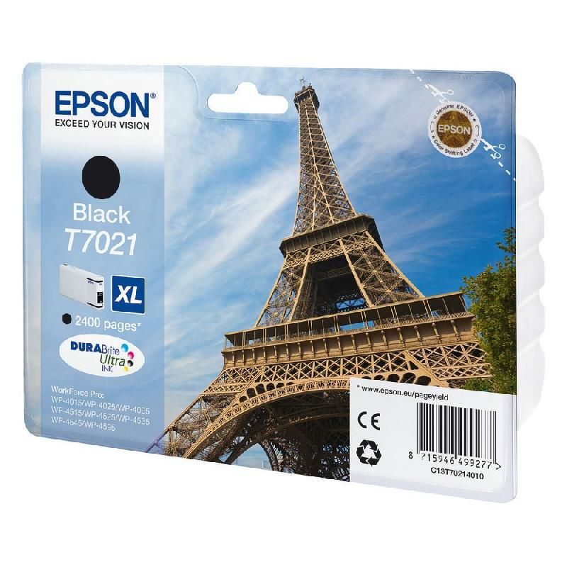 EPSON CARTOUCHE D'ENCRE TOUR EIFFEL T7021 N (C13T70214010) - DURABRITE ULTRA - COULEUR: NOIR