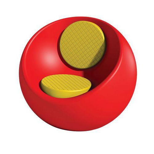 FAUTEUIL RONDO ROUGE RAL 3020 - ASSISE ET DOSSIER JAUNE RAL 1016 - MANUTAN EXPERT