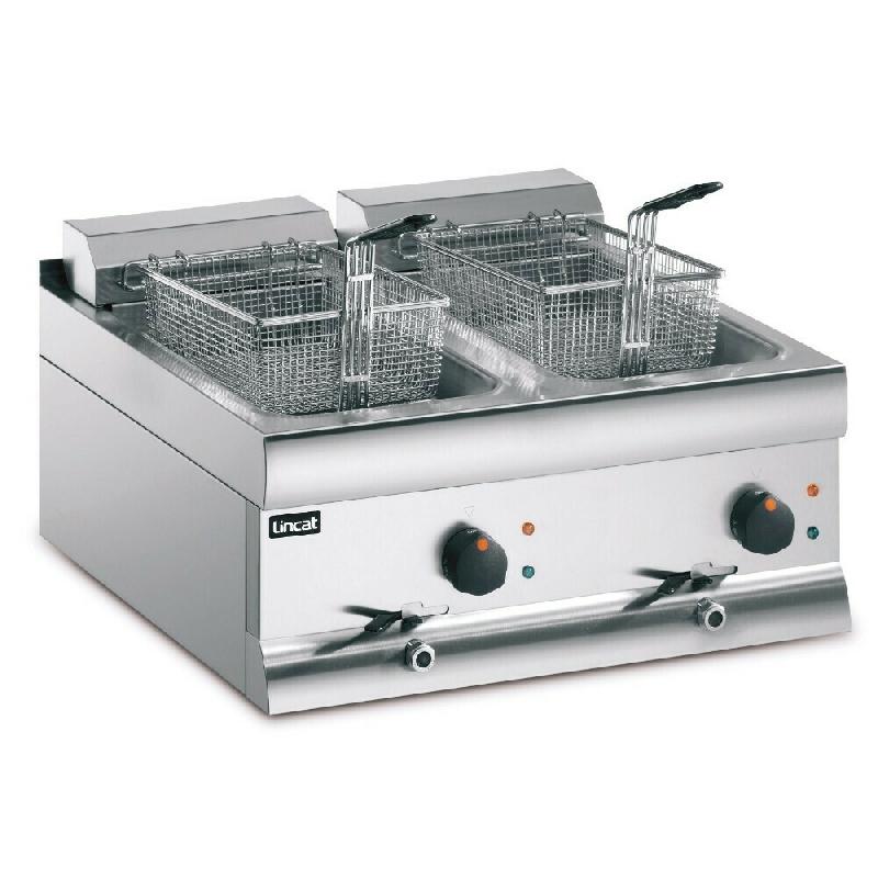 Friteuse professionnelle pour comptoir 2 bacs électrique 2x9l avec vidange - 600x632x330 mm - DF612_0