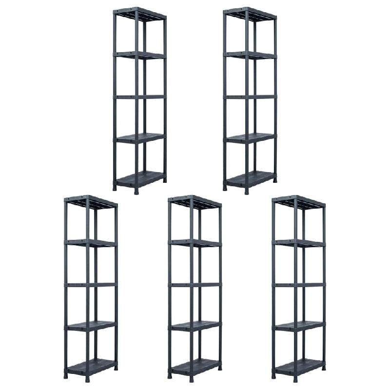Helloshop26 - Étagères de rangement 5 pièces 125 kg 60 x 30 x 180 cm plastique noir 02_0000673 - noir 3000070011538_0