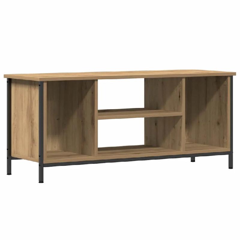 Helloshop26 - Meuble TV rectangulaire moderne avec étagères rangement 102 x 35 x 45 cm en bois d'ingénierie chêne artisanal 02_0052428 - Bois mass_0