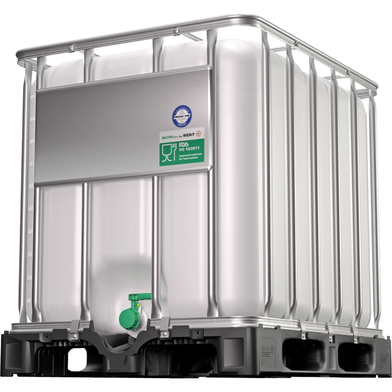 IBC 1000 L - alimentaire - GRV avec palette plastique et cage acier renforcée_0
