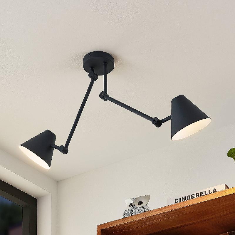 LUCANDE PHINA PLAFONNIER EN NOIR, À 2 LAMPES