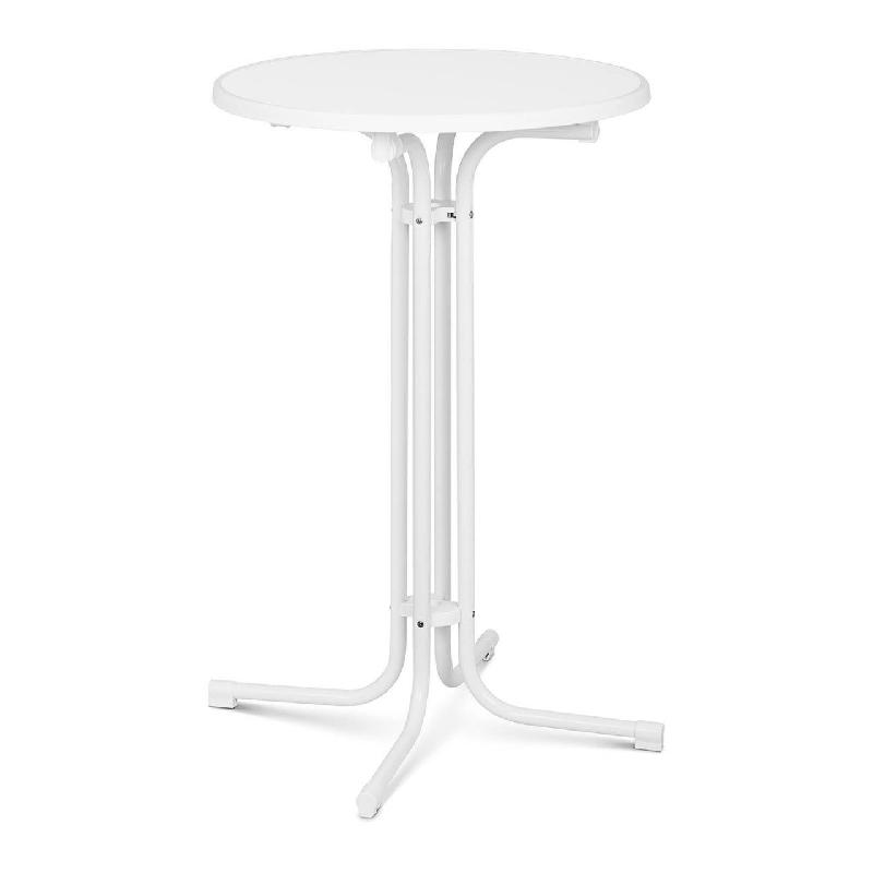Mange-debout pliant - table pliable Ø70 cm blanc - hauteur 110 cm - contreplaqué et acier_0