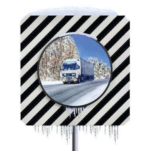MIROIR AGGLOMÉRATION ANTIGIVRE-ANTIBUÉE CADRE NOIR ET BLANC Ø 600 MM