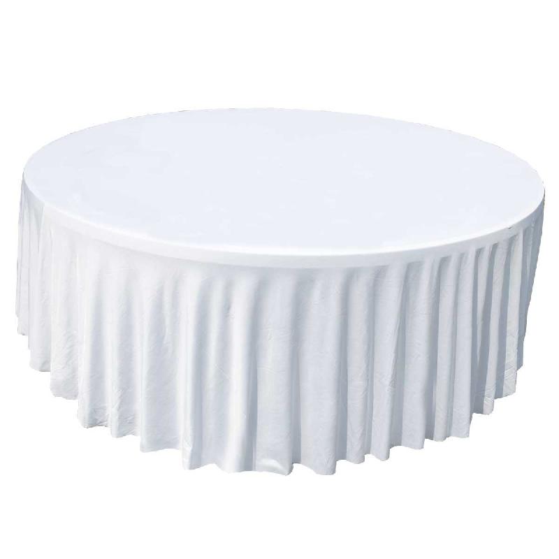 Nappe housse élastique pour table ronde 150cm blanche_0