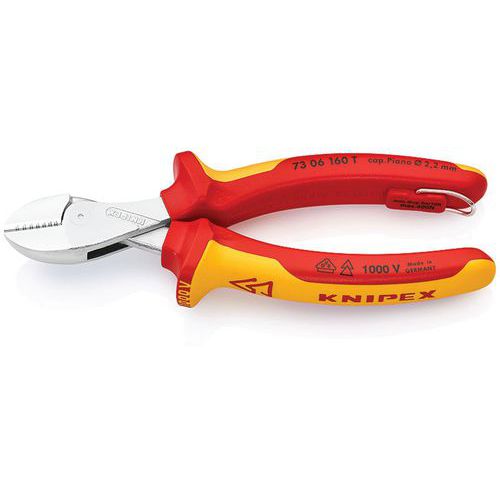 PINCE COUPANTE X-CUT® 160MM - CHROMÉE - ISOLÉE 1000V- ANTICHUTE - KNIPEX