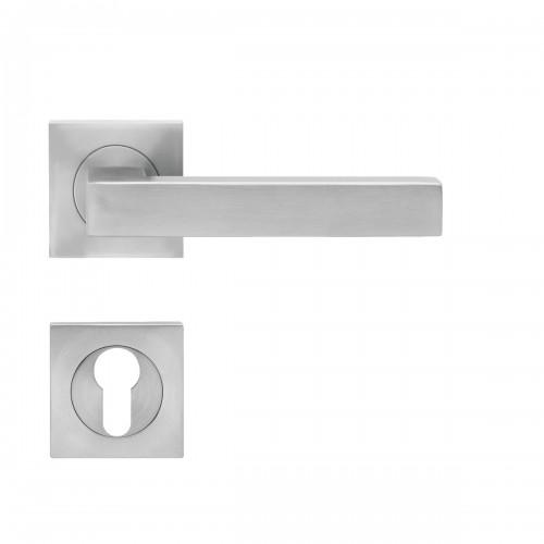 POIGNÉES DE PORTE SUR ROSACES CARRÉES SÉRIE ER 46 Q SEATTLE - SATINÉ - CLÉ I KARCHER DESIGN