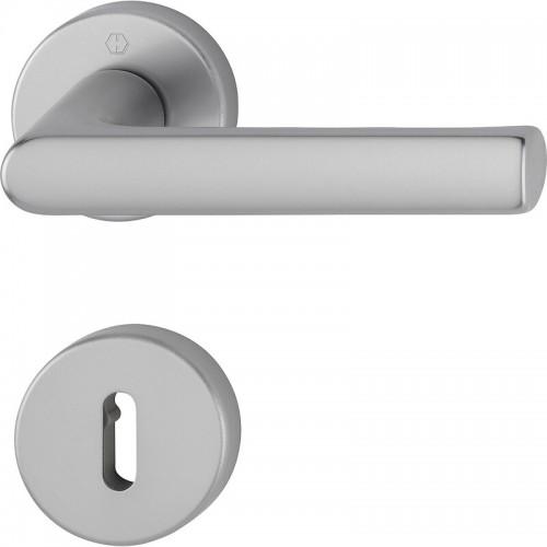 POIGNÉES DE PORTE SUR ROSACES HAMBOURG - FINITION INOX - CLÉ L HOPPE