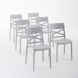 RATTATAN Set 6 Chaises en polypropylène avec fibre de verre empilables pour extérieur et jardin, bar et restaurant, cuisine  moderne - MARTINA - Gri_0