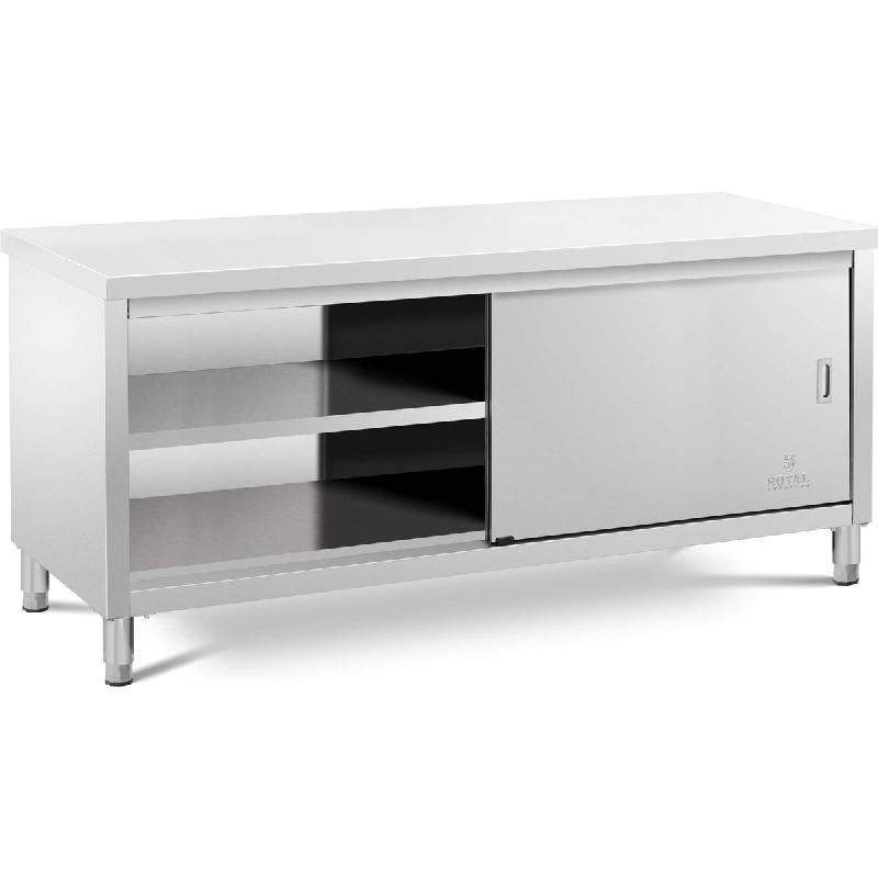 Royal Catering - Royal Catering RCSSCB-200X60-E Meuble Bas en INOX Plan De Travail Cuisine Armoire avec Portes Coulissantes (Capacité de 600 kg, - 40_0