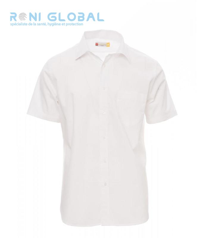 Chemise de travail homme manches courtes - coupe droite en coton, 1 poche, col italien - Spring Payper_0