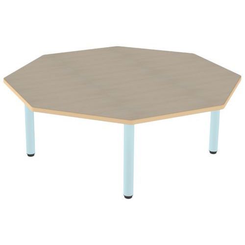 TABLE CARÉLIE OCTO Ø120 T1 STR POLY. ÉRABLE G. BEIGE/LAGON - MOBIDECOR