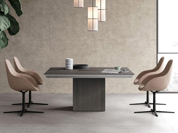 Table de réunion carrée Artémis - 160x160 cm - placage bois - pour 8 personnes_0