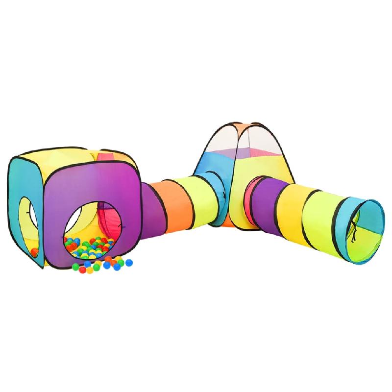 Tente de jeu pour enfants - avec 250 balles multicolores - design 3-en-1 avec tunnels et tentes cubique et pyramidale - 02_0005151_0