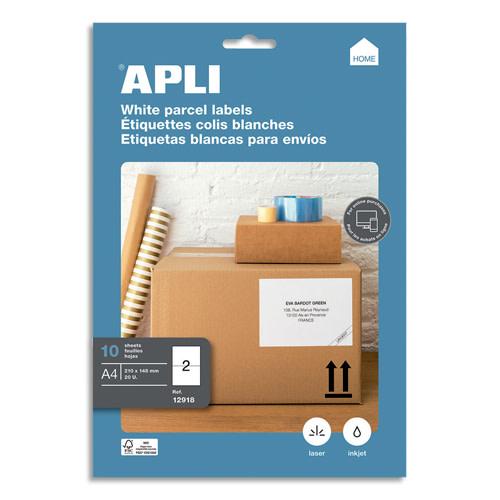Apli pochette de 20 étiquettes multi-usage blanches 210 x 148mm_0