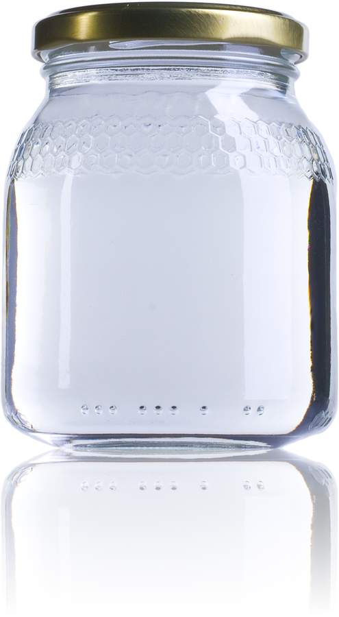 Bocal en verre pour miel - 1/2 kg - 385 ml - Twist Off TO 66 - Cylindrique - Verre blanc_0