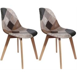 Chaise en bois de hêtre et polypropylène Patchwork (Lot de 2) The Home Deco Factory - marron 3700866365097_0