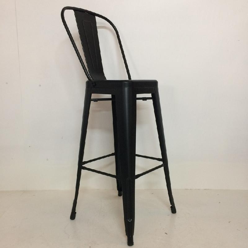 Chaise haute de bar en metal factory - noir mat - h.Assise 78cm_0