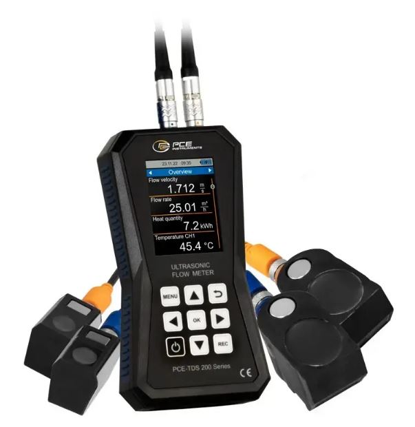 Débitmètre à ultrason portatif, avec capteurs pour tuyaux moyens et capteurs pour grands tuyaux - PCE-TDS 200 ML - PCE INSTRUMENTS_0