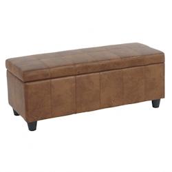 Décoshop26 - Banc banquette coffre de rangement synthétique marron vieilli 112x45x45cm BAN04005 - marron 3000058929336_0