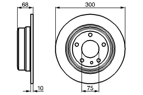Disque de frein Bosch 0986478323 - boîte de 2 disques - arrière - plein - 5 trous - épaisseur 10 mm_0