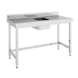 ERATOS Table Du Chef Profondeur 600 - Bac Central - Sans Etagere Avec Renfort - 1600X600X850 - Livree Demontee MCCD60-160C - Acier inoxydable 18/10 MC_0