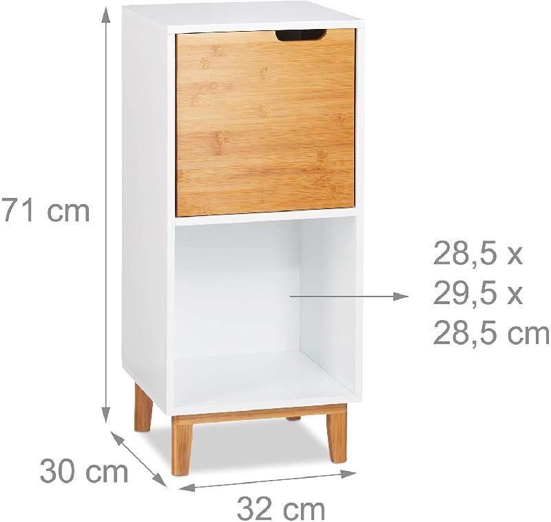 ÉTAGÈRE ARMOIRE SALLE DE BAIN SUR PIEDS BAMBOU 71 CM NATUREL ET BLANC 13_0001205_0