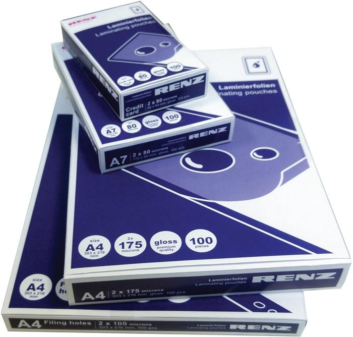 Feuille de plastification DIN A4 L303xl216 mm épaisseur de film 125 µm RENZ_0