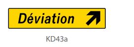 Panneau routier type KD 43a - Indication de déviation - 1300 x 300 mm - Référence SK2_0