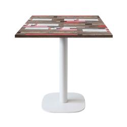 Restootab - Table 70x70cm - modèle Round pied blanc redden wood - marron fonte 3760371511044_0