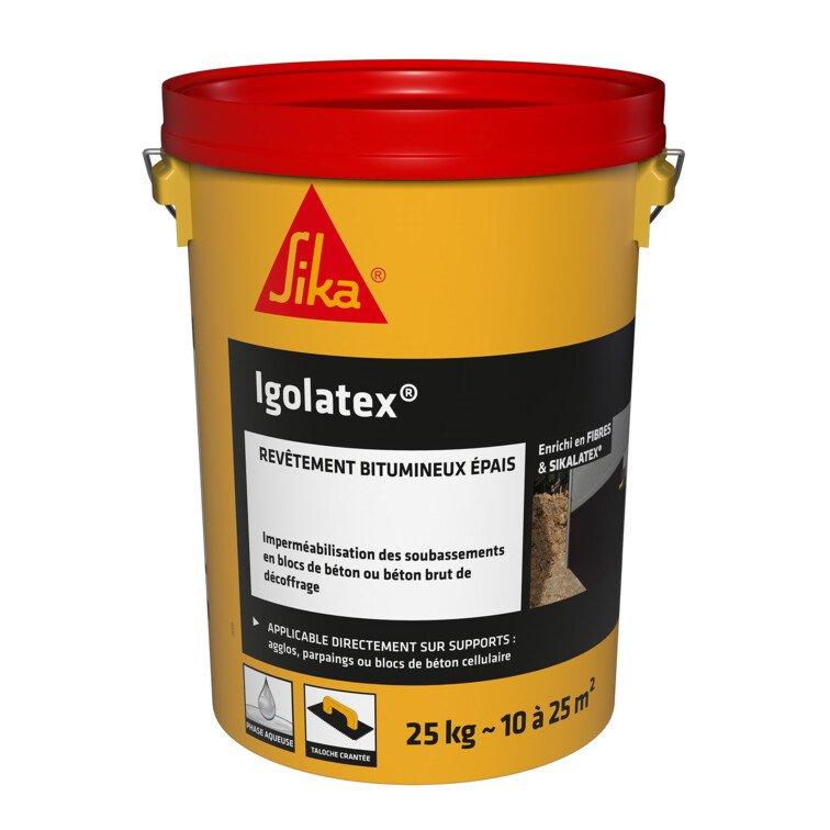Seau Igolatex SIKA - Revêtement d'imperméabilisation bitumineux prêt à l'emploi - Conditionnement : 5 kg_0