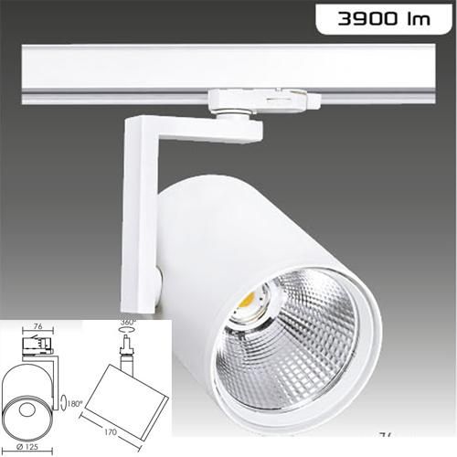 Spot blanc Hiten 37 LED - 37W - 4000K - pour rail 3 all - Aric_0