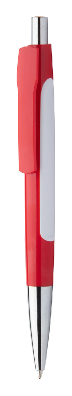 Stylo à bille en plastique - large clip pour impression - encre bleue - couleur rouge_0