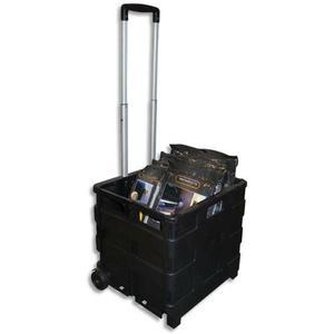 Viso casier trolley pliable en polypropylène - dimensions ouvert l42 x h38 x p40 cm noir_0