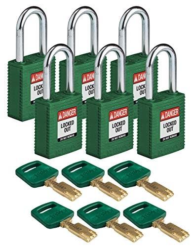BRADY (NYL-GRN-38ST-KD6PK) - Cadenas de condamnation en nylon Safekey avec anse en acier durable_0