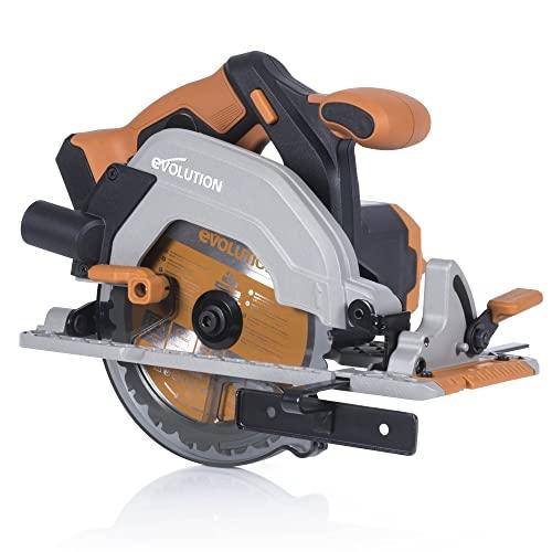 Scie circulaire sans fil Evolution Power Tools R165CCS-LI - moteur 850 W, profondeur de coupe 55 mm, inclinaison 0° à 50°, multi-matériaux_0