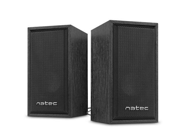 Enceintes stéréo Natec NGL-1229 - Design bois classique, 6W, USB et jack 3,5 mm, noir_0