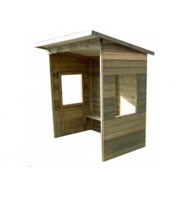 Abri bus en bois - structure avec bardage en clin plat - banquette intégrée - dimensions 200 x 120 cm_0