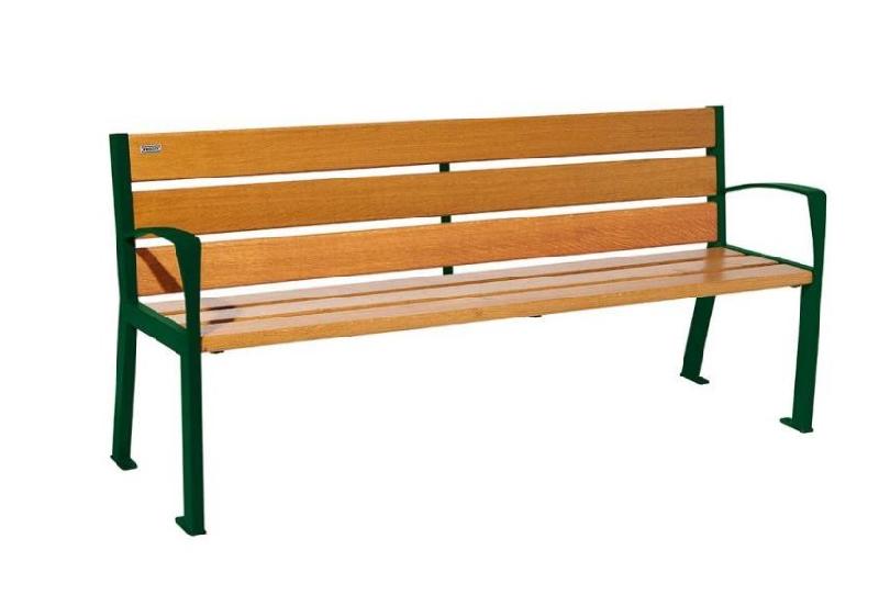 Banc urbain silaos, caractéristiques avec accoudoirs, couleur chêne clair, longueur l1800_0