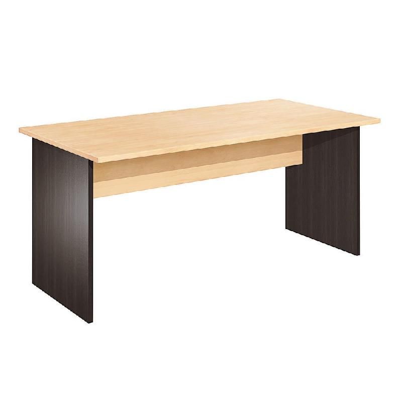 BUREAU DROIT PRONTO HÊTRE - L. 160 X P. 80 CM - PLATEAU HÊTRE - PIEDS PLEINS NOIR