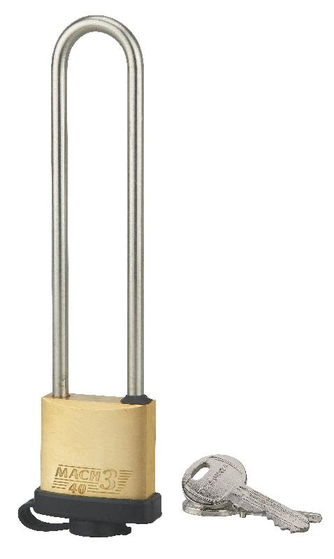 Cadenas à clé Mach 3 Bumper 40 mm - anse haute - résistant extérieur - garantie 10 ans_0