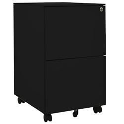 Décoshop26 - Caissons à tiroirs meuble de bureau sur roulettes avec 2 tiroirs 39 x 45 x 67 cm en acier noir DEC024583 - noir 3000254783411_0