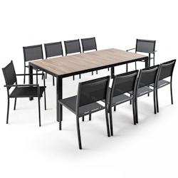 Oviala Business - Ensemble table de jardin et 10 assises en aluminium et céramique - gris aluminium - Design élégant et facile à entretenir_0