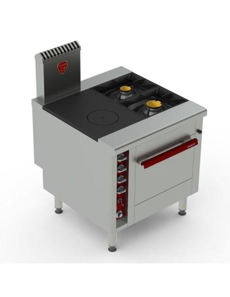 Fourneau CHARVET 2 feux gaz et PCF sur four gaz GN2/1 - Référence : V01467_0
