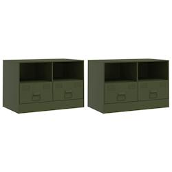 Helloshop26 - Meubles TV multimédia étagère télévision buffet téléviseur salle à manger salon chambre 2 pièces olive 67 x 39 x 44 cm 02_00286_0