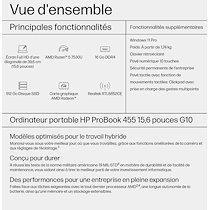 HP ProBook 455 G10 AMD Ryzen 5 7530U Ordinateur portable 39,6 cm (15.6