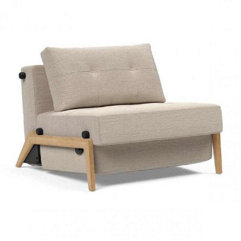 INNOVATION LIVING  FAUTEUIL DESIGN SOFABED CUBED 02 WOOD BLIDA SAND GREY CONVERTIBLE LIT 200*90 CM_0